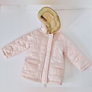 Old Navy Pink Jacket with Faux Fur Hood - 2T
